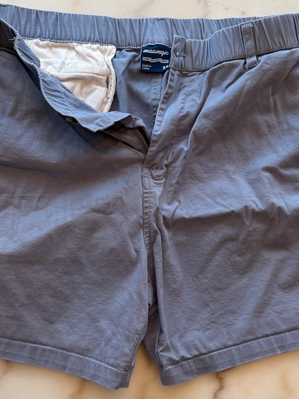 Maamgic / Light Blue / 38 " / 5" Length / 98% Cotton 2% Spandex Short